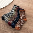 thumbnail image 2 of YooGuoGuo 5 Pairs Autumn Winter Nordic Floral Socks Women Vintage Ethnic Cotton Cute Floral Socks Cottagecore Breathable Mid Tube Socks, 2 of 7