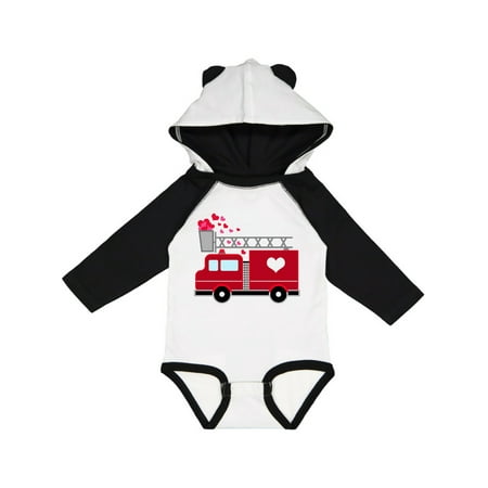 

Inktastic Valentine s Day Red Firetruck with Pink Hearts Gift Baby Boy or Baby Girl Long Sleeve Bodysuit