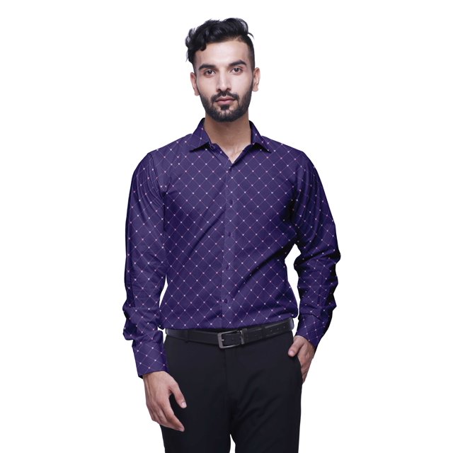 BESTMAN Printed Formal Shirts For Men Spread Collar Cotton Shirt