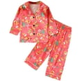 thumbnail image 7 of Dakiuu Toddler Girls Boys Christmas Satin Silk Pajamas Button Down 2 Pieces Santa Print Long Sleeve Pj Set Kids Nightgown Sleepwear 18month - 8 Years Watermelon Red, 7 of 7
