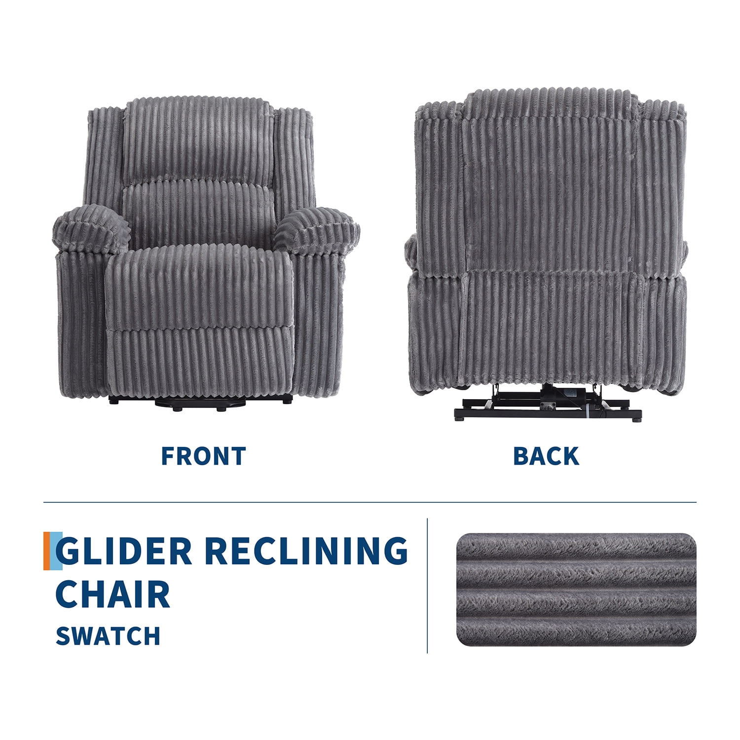 Tzou Adult Polyester Living Room Stain Resistant Recliners with Arm Pads, Gray