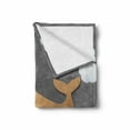 thumbnail image 2 of Whale Soft Flannel Fleece Throw Blanket, Wooden Like Design Whale on the Air Paper Based Mammal Image Print, Cozy Plush for Indoor and Outdoor Use, 70" x 90", Grey Blue and Brown, by Ambesonne, 2 of 6