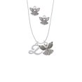 thumbnail image 2 of Delight Jewelry Silvertone Small Gelato Script Initial - Z - Silver tone Guardian Angel Charm Necklace and Stud Earrings, 2 of 4