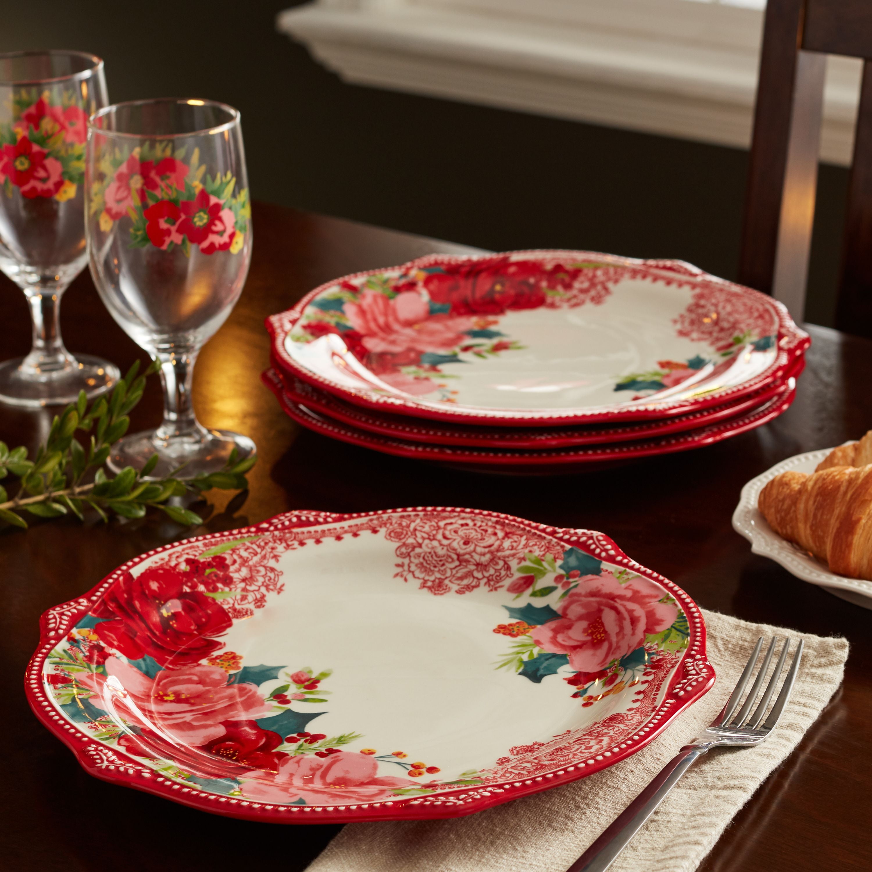 Dinnerware & Serveware Plates Pioneer Woman Walmart Christmas Salad ...