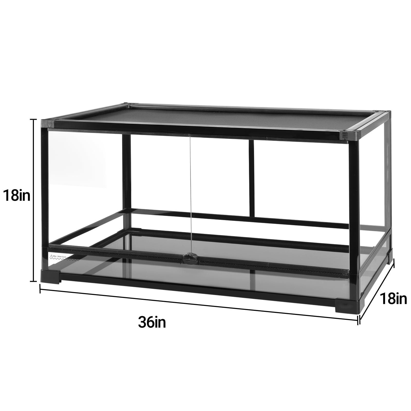Tempered Glass Reptile Terrarium, 36"x18"x18" Bearded Dragon Terrarium with One-Hand Opening Front Doors