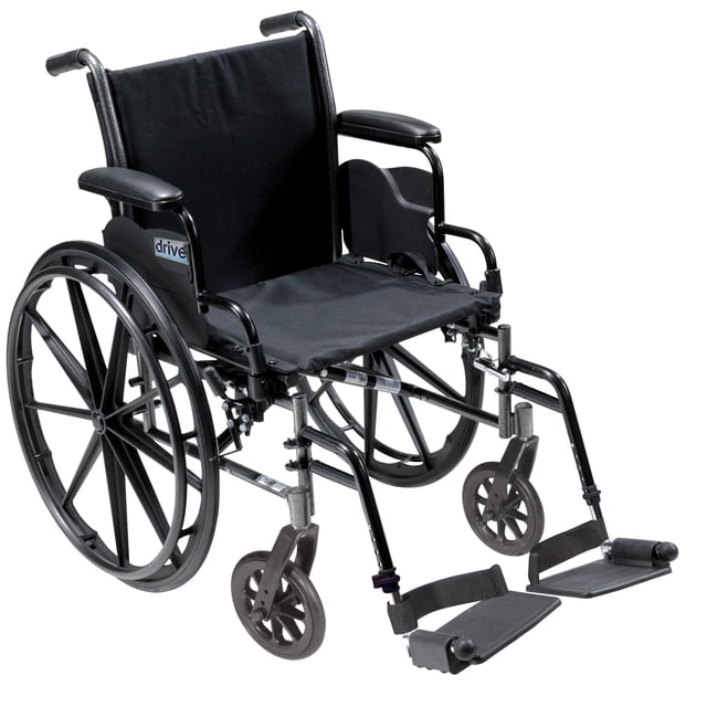 Silla de ruedas ligera Drive Medical Cruiser III con brazos abatibles y extraíbles, reposapiés abatibles y asiento de 18 pulgadas