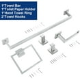 thumbnail image 4 of 5 Piece Bathroom Hardware Accessories - Brushed Nickel, 24Inch Towel Racks, Stainless Steel Square Towel Bar Set, Wall Mounted, 4 of 8