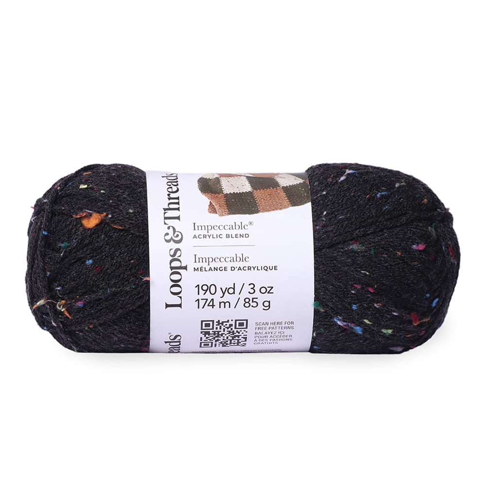 Loops & Threads Impeccable Tweed Yarn - Fleck Yarn for Knitting, Crochet, Weaving, Arts & Crafts - Charcoal, Bulk 18 Pack