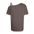 thumbnail image 4 of VERUGU Women's Casual Short Sleeve Tunics Camisole Tops One Shoulder T-Shirt Summer Trendy Solid Loose Comfy Flowy Blouse Tank Top for Leggings Coffee XXL, 4 of 5