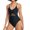 Black, variant on HUPOM Tankini Swimsuits For Women Mid Waist Sheath One-Piece Girl Shorts Holiday Bandeau Swimwear Clearance Black size 10