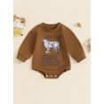 thumbnail image 2 of Suealasg Western Baby Boy Girl Romper 3 6 12 18 Months Infant Long Sleeve Round Neck Letter Cow Print Bodysuit Newborn Fall Autumn One Piece Clothes, 2 of 8