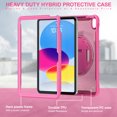 thumbnail image 5 of Allytech iPad 10th Gen Case with Screen Protector Film, iPad 10.9" 2022 Cover, Heavy Duty Protective Shockproof Rugged Kickstand Shoulder Hand Strap Drop Proof Case Cover for Apple iPad 10-Rose, 5 of 9