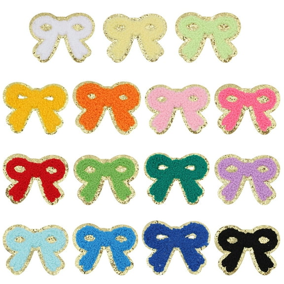 Computerized Embroidery Cloth Self Adhesive Patches Stick On Patch Costume Accessories Appliques Bowknot Mixed Color 51~71x55~72x2~2.5mm 15pcs