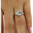thumbnail image 4 of HeartsAndYou 3ct Emerald Cut Moissanite Classic Trilogy Engagement Ring for Women 18k White Gold over Silver, 4 of 8