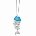 thumbnail image 1 of 925 Sterling Silver Fancy Lobster Closure Simulated Turquoise Enameled Cubic Zirconia Animal Sealife Fish Necklace 18 In, 1 of 3