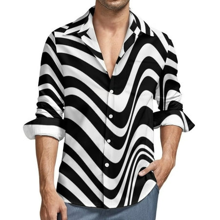 

KDJ Mens Retro 70s 3D Printed Long Sleeve Shirts Fashion Hawaii Beach Streetwear