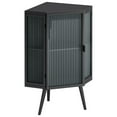 thumbnail image 5 of Storage Corner Cabinet with Tempered Glass Door, Modern Minimalist 2-Tier Floor Cabinet with Adjustable Shelf, Side Cabinet for Bathroom, Living Room, Bedroom, Dining Room, Black, 5 of 8