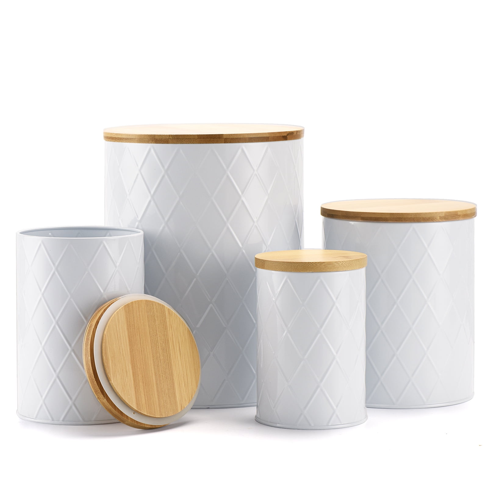 DAYYET Canisters Sets for the Kitchen, Airtight Kitchen Canisters for  Countertop, White Flour and Sugar Containers, Tea Coffee Sugar Canister  Set
