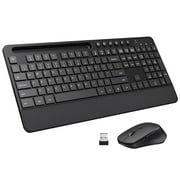 VicTsing Wireless Keyboard and Mouse Combo, 2.4GHz Ergonomic Desk 104 Full Size Keyboard and Mouse with Phone Tablet Holder, 6-Button & 3-DPI Silent Wireless Mouse, 10 Independent Shortcuts