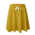 thumbnail image 3 of Women's High Waisted Swim Skirt with Shorts Liner Bathing Suit Tankinis Swimsuit Bottoms with Zipper Pockets Fringe Skirts for Women Yellow M, 3 of 9