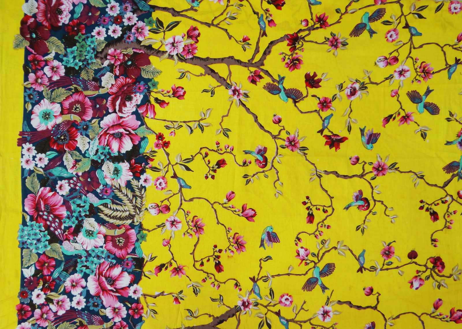 43 Wide Yellow Leaf Print Cotton Sewing Fabric Craft Apparel Floral Fabric Dressmaking Material Indian Sew Cotton Fabric By 1 Yard ZBC8051A