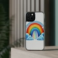 thumbnail image 3 of DistinctInk Hybrid (Acrylic / TPU) Clear Slim Fit Case for Apple iPhone 14 (6.1" Screen) - "Whimsical Rainbow: Colors Dancing in Sky", 3 of 8