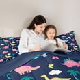 thumbnail image 4 of Manfei Teens Children Cute Dinosaur Twin Bedding Sets 7-Piece,Kawaii Wildlife Dino Bedding Comforter Set Microfiber,Cute Woodland Animal Breathable Sheet Sets,Luxury Bedroom Decor,Reversible, 4 of 8