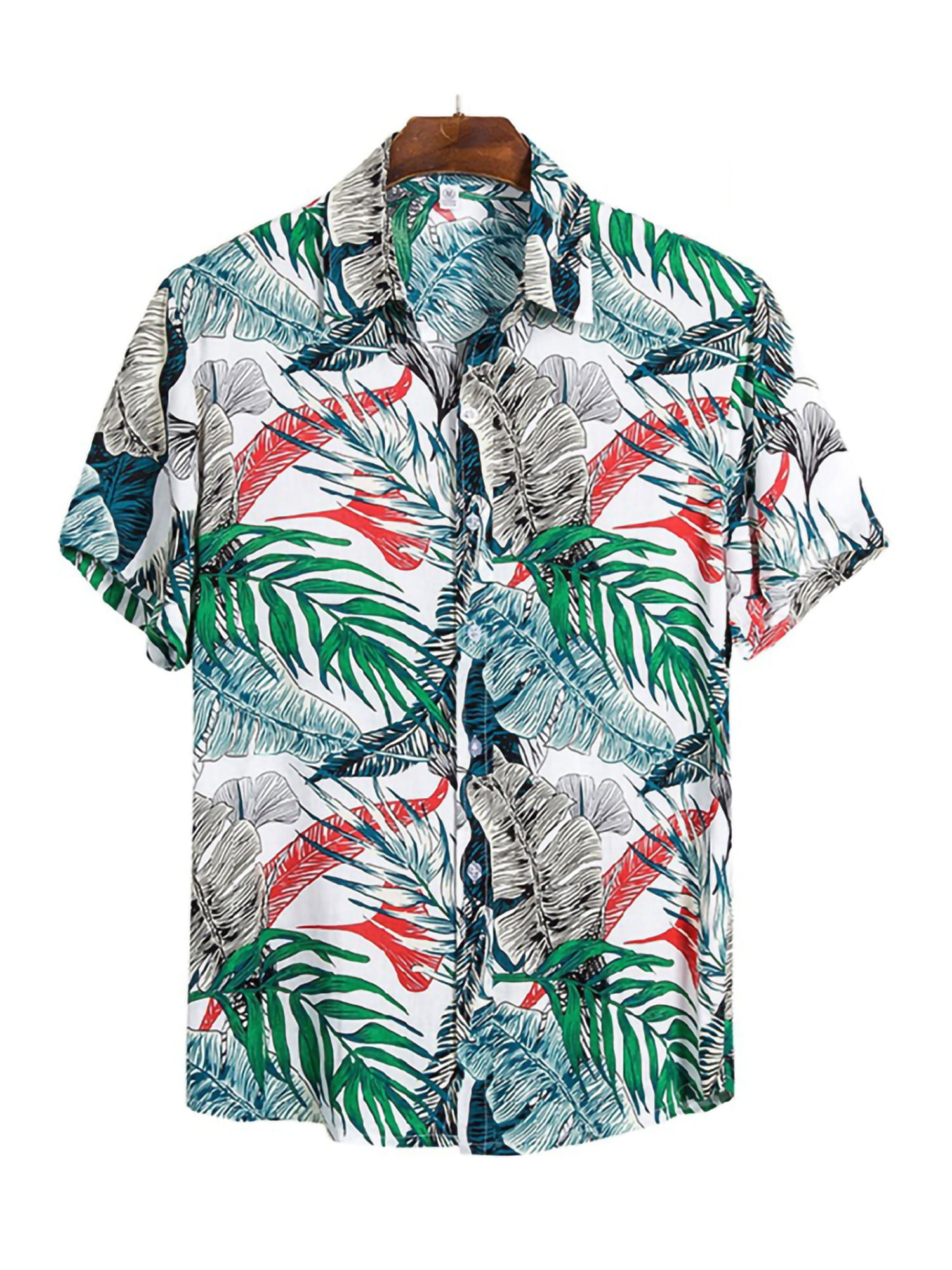 Mens Patterns Aloha Hipster Beach Short Sleeve Button Down Dress Shirts 