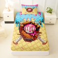 thumbnail image 3 of Castle Fairy Sport Baseball Twin Sheets 3pcs, Ice Cream Sundae Pattern Bedding, Pink Yellow Blue,1 Fitted Sheet, 1 Flat Sheet and 1 Pillowcase, 3 of 6