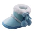 thumbnail image 6 of URMAGIC Baby Girls Plush Ball Cotton Booties First Walkers Outdoor Snow Shoes Toddler Warm Boots, 6 of 6
