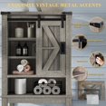 thumbnail image 3 of Papajet 68" Over Toilet Storage Cabinet, Farmhouse Design with Sliding Barn Door, Gray, 3 of 7