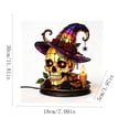 thumbnail image 3 of sruoe Halloween Stained Glass Skull Table Lamp, Witch Hat LED Light Prop, Halloween Seasonal Desktop Ornament, Halloween Holiday Decor for Tabletop Mantel Shelf, 3 of 6