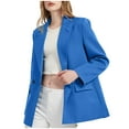 thumbnail image 2 of Lovskoo Blazers for Women Business Casual Solid Color Long Sleeve Button Suit Coat Long Sleeve Coat/Jacket Blue, 2 of 9