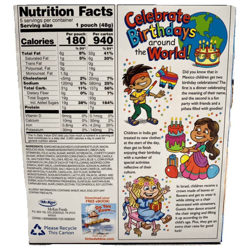 Little Debbie Birthday Cake Mini Muffins, 4 Boxes, 20 Mini Muffin Pouches, 8.44 Ounce (Pack of 4)