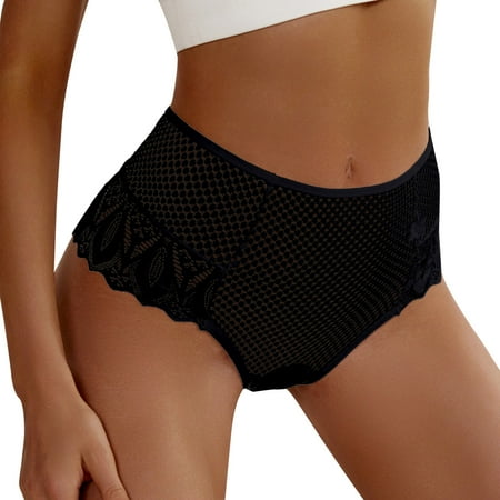 DXOUPM Ladies Panties Panties for Women Crochet Lace Lace Up Panty Sexy Hollow Out Underwear Cheeky Seamless Underwear for Women Black L