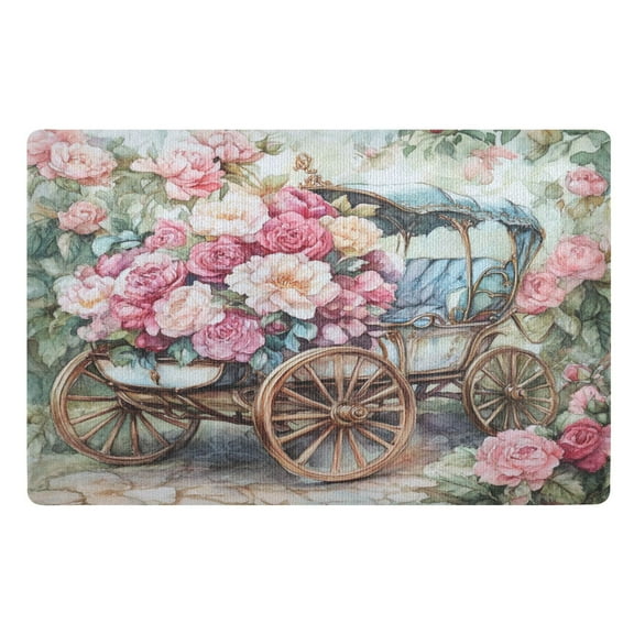 BZSMCE Floor Mats 32x20in Victorian Carriage with Roses Creativity Doormats
