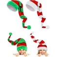 thumbnail image 1 of Sombrero de fieltro de duende navideño de 2 piezas, sombrero de Papá Noel a rayas largas, accesorios navideños de felpa para mujeres y hombres (estilo elegante), 1 of 5