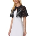 thumbnail image 4 of Unique Bargains Cape en Dentelle pour Femmes Robe de Soirée Boléro de Mariage Châles Noir S, 4 of 4