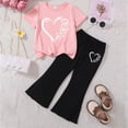 thumbnail image 2 of HCNTES Children Casual 2 Piece Outfit Short Sleeve Tee Elastic Pants Little Girl Dailywear School Spring Summer Kids 4T 5T 6T(H03-B,5-6 Years), 2 of 4