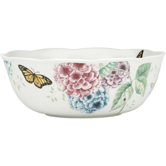 Butterfly Meadow Hydrangea Large Serve Bowl, 2.70 LB, Multi