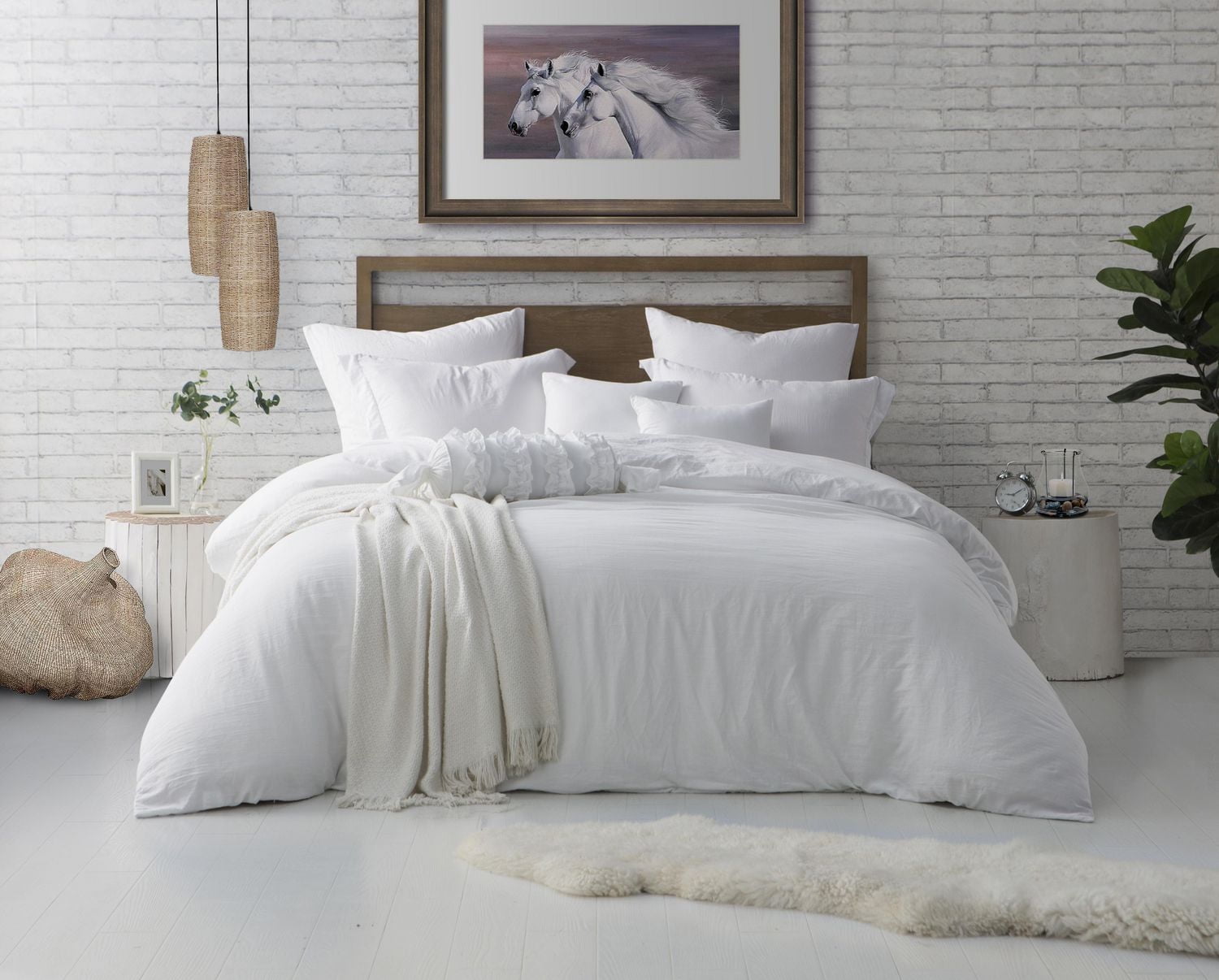 Natural Crinkle Fabric Ultra Soft Solid Duvet Cover Set