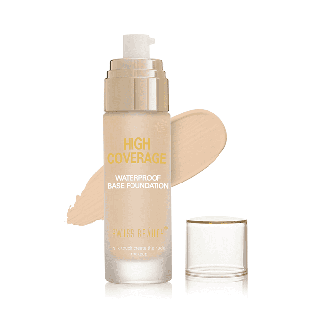 SWISS BEAUTY High Performance Foundation | Water-Resistant | Medium to Buildable Coverage | Lightweight | Easy to Blend | With Vitamin C & Niacinamide | Natural Beige, 55g