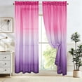 thumbnail image 4 of PONPRNGY Gradient Color Sheer Voile Curtains, Rod Pocket Window Screening for Bedroom, Living Room, Hotel, 1 Panel, 52 x 83 Inches, 4 of 6