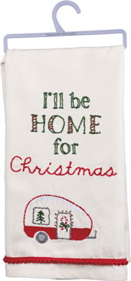 Kitchen Hand Towels "Home for Christmas" Linen Dish Towels 26" X 17' Set of Two 