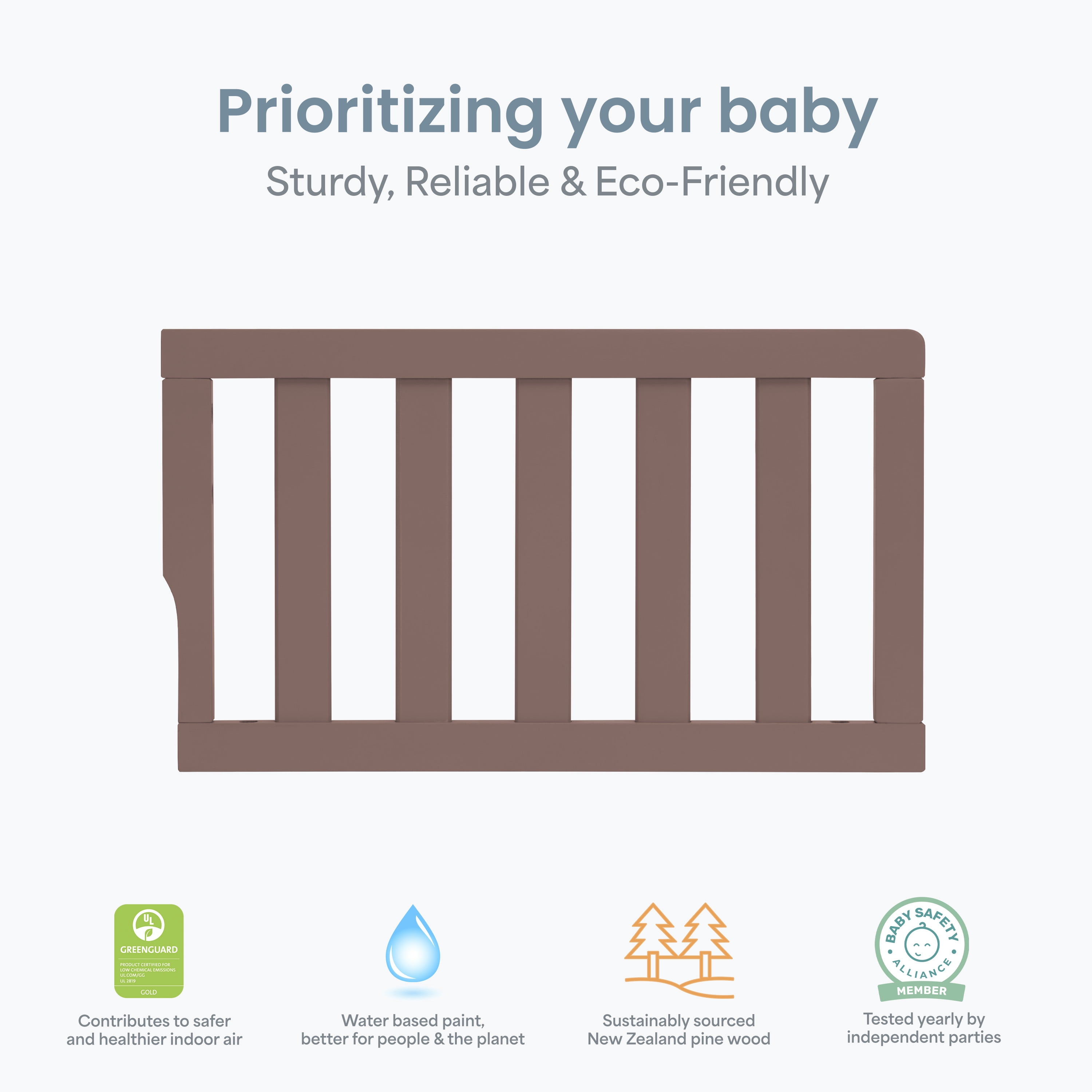 Dream On Me Convertible Crib Toddler Guard Rail in Bam, Converts Cribs to Toddler Beds