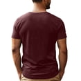 thumbnail image 4 of Men's Crew Neck Short-Sleeve T-Shirt With Crown & Letter Print Casual Daily Wear Soft Breathable Fabric Spring & Summer Basic Tops,Wine,XXL, 4 of 4