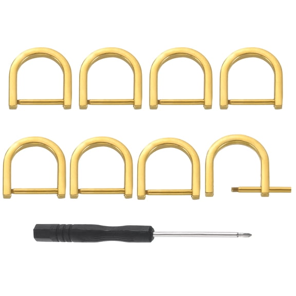 D-Rings Screw in Shackle, 8Pack 20mm U Shape D Ring for Purse DIY, Gilding Gold