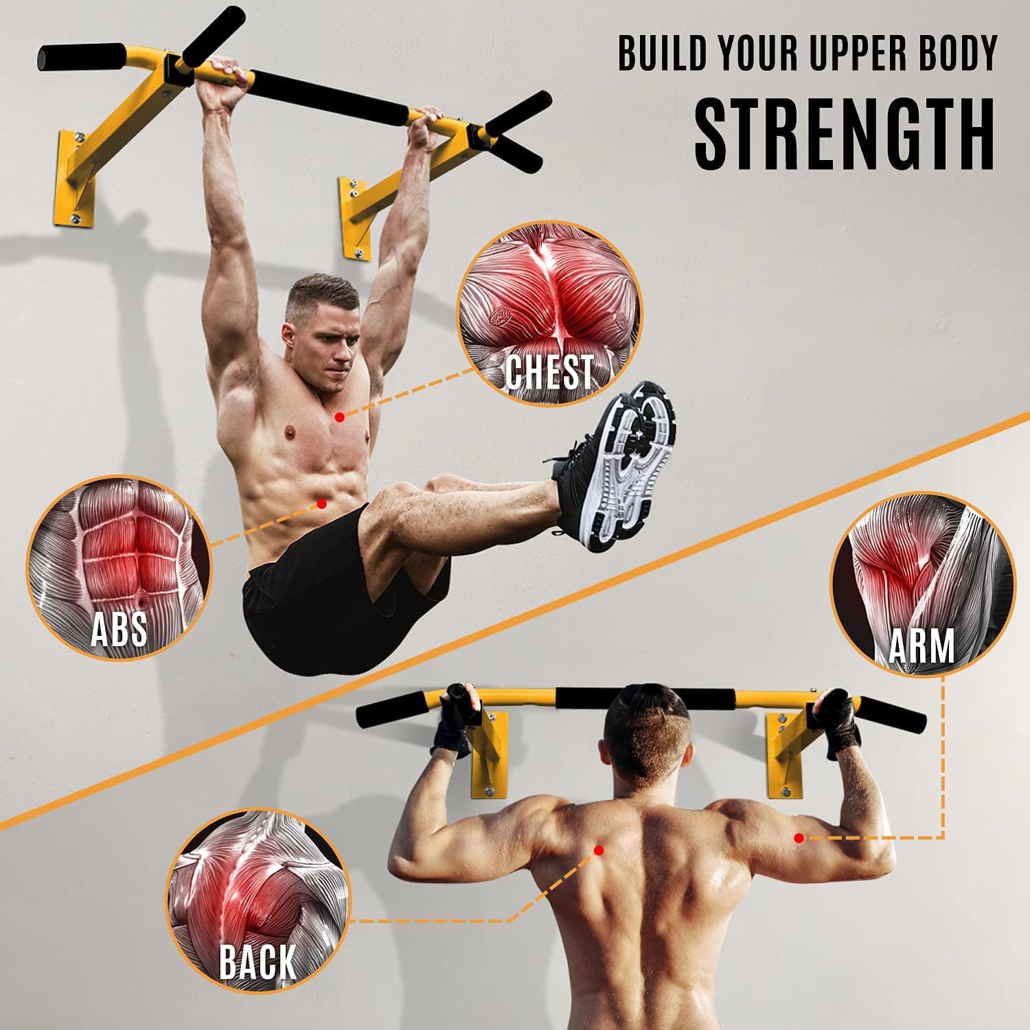 Yes4All Wall Mount Chin Up Bar - Orange