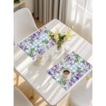 thumbnail image 5 of Purple Flowers Placemats Set of 6, Spring Floral Leaves Plants Blue Plaid Placemats for Dining Table, Place Mats for Kitchen Tabletop, Waterproof Wipeable Dining Table Mats Set, 5 of 9