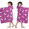 thumbnail image 4 of Cartoon Unicorn Pattern Hooded Bath Towel，50"x30" for Ages 3 To 12 Kids, Quick Dry Lightweight Soft Microfiber Hood Beach Towel Cover Up for Kids, 4 of 7